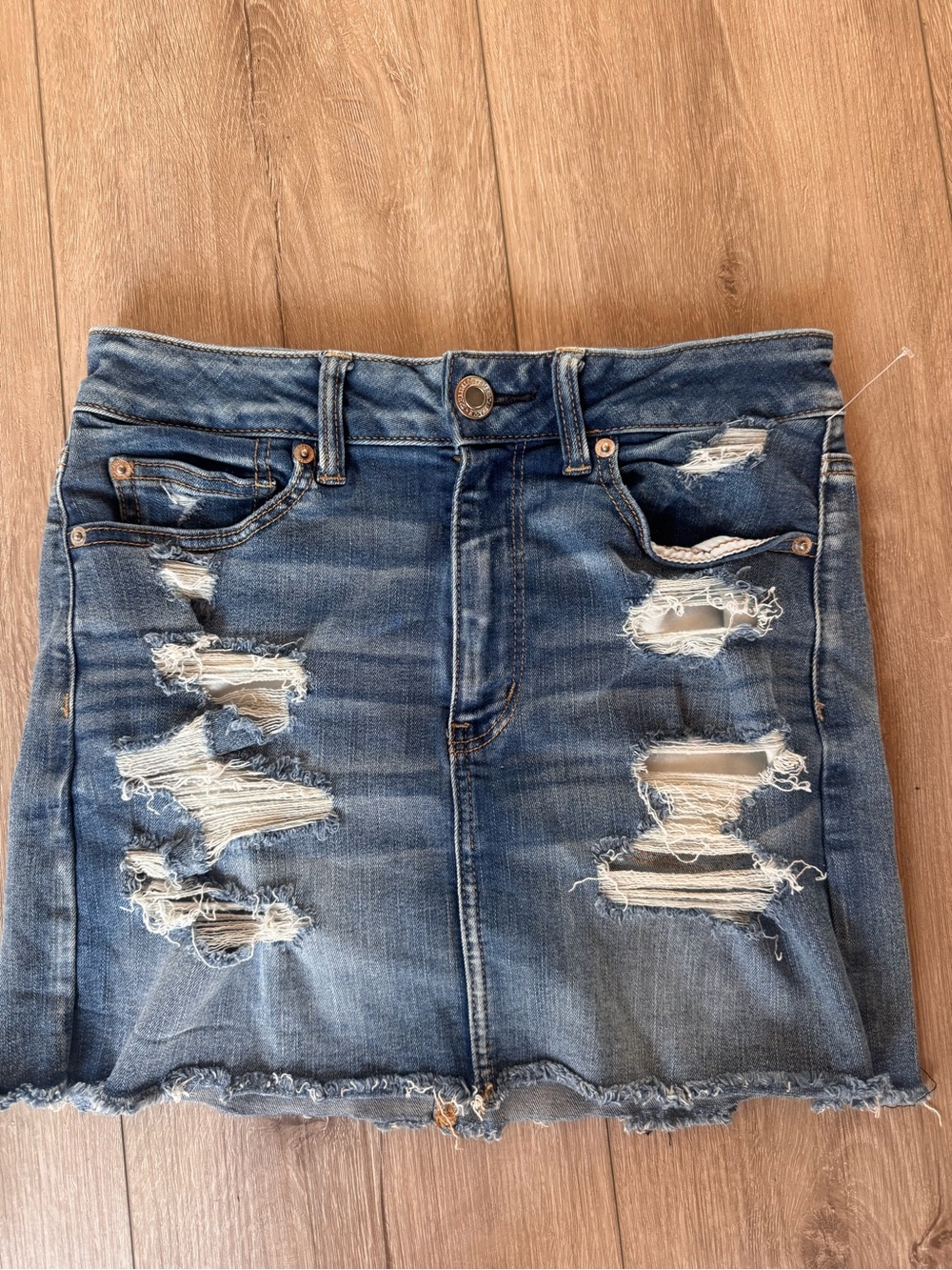 Distressed Blue Denim Mini Skirt - American Eagle NWOT